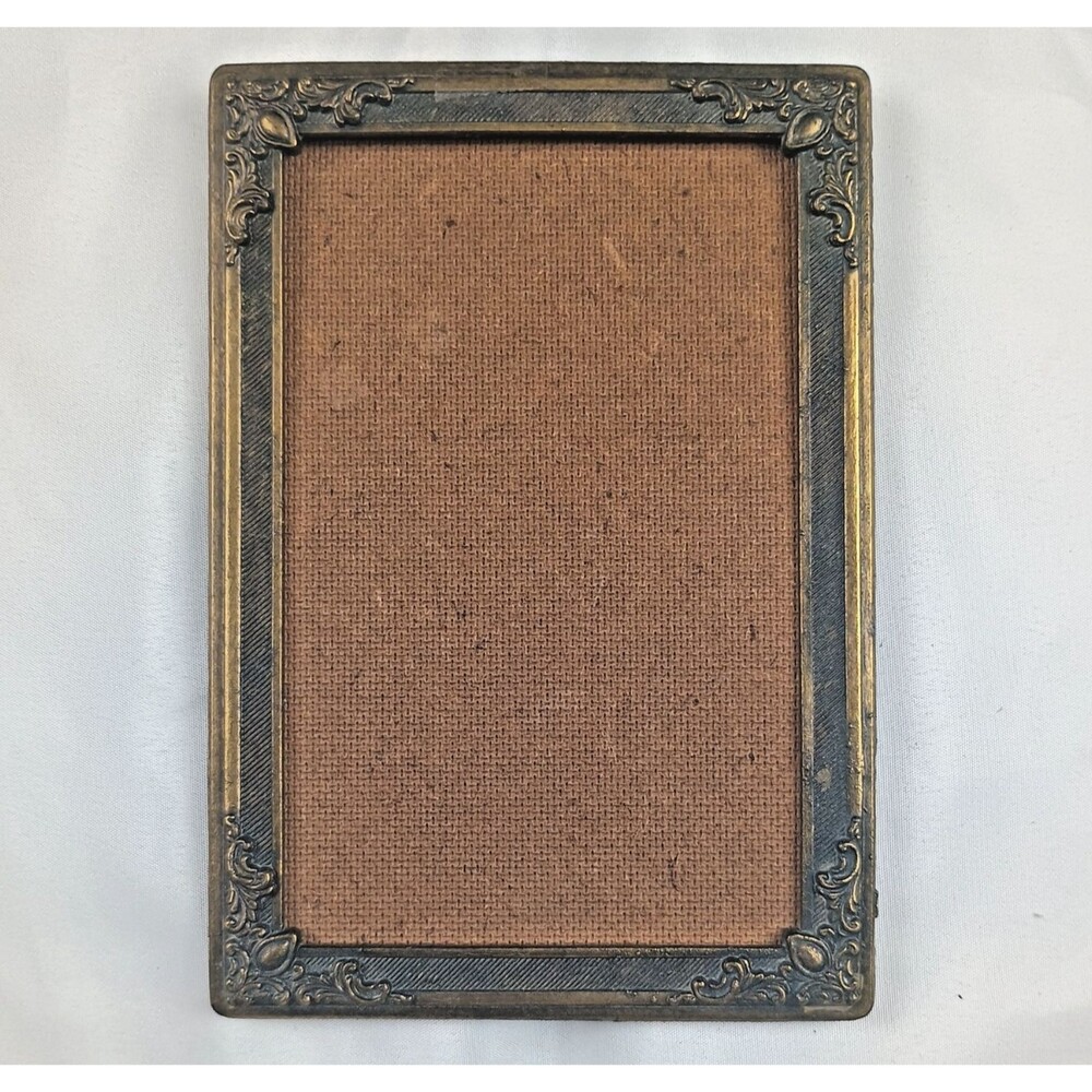Vintage Mid Century Brass Picture Frame Ornate Corners Easel Back 1950s 4x6